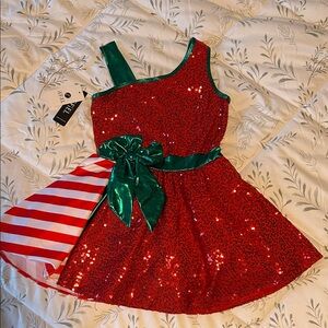Holiday Red and Green Girls Figure Skating Dress size 10